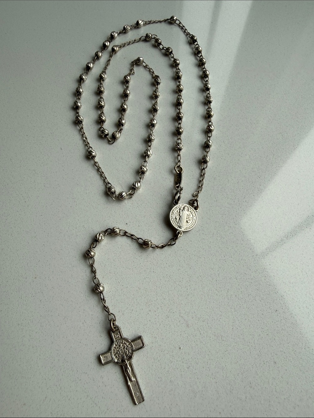 925MEX Sterling Silver Rosary Catholic Necklace